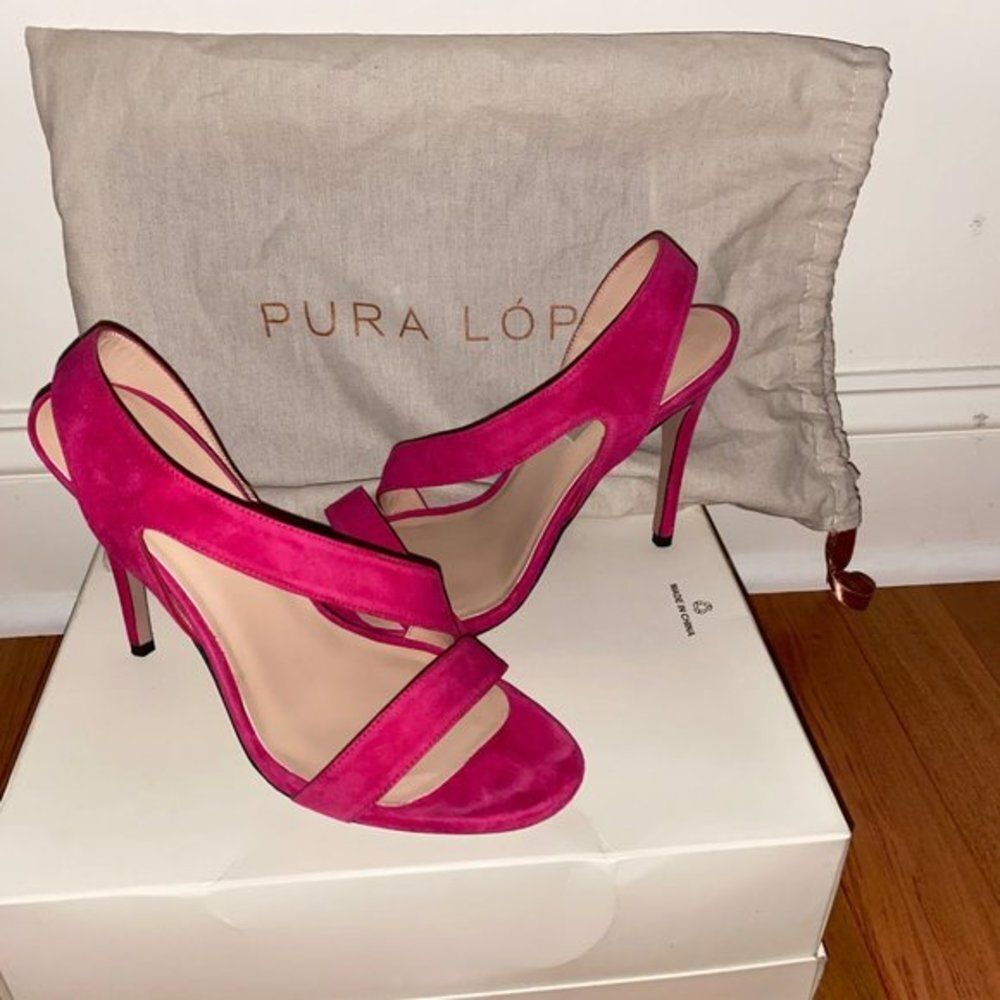 Pura López Pink Genuine Italian Suede Sandals